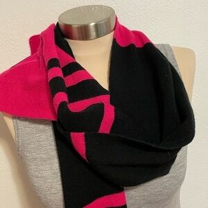 T Mobile Tuesday Black and Pink Striped Scarf